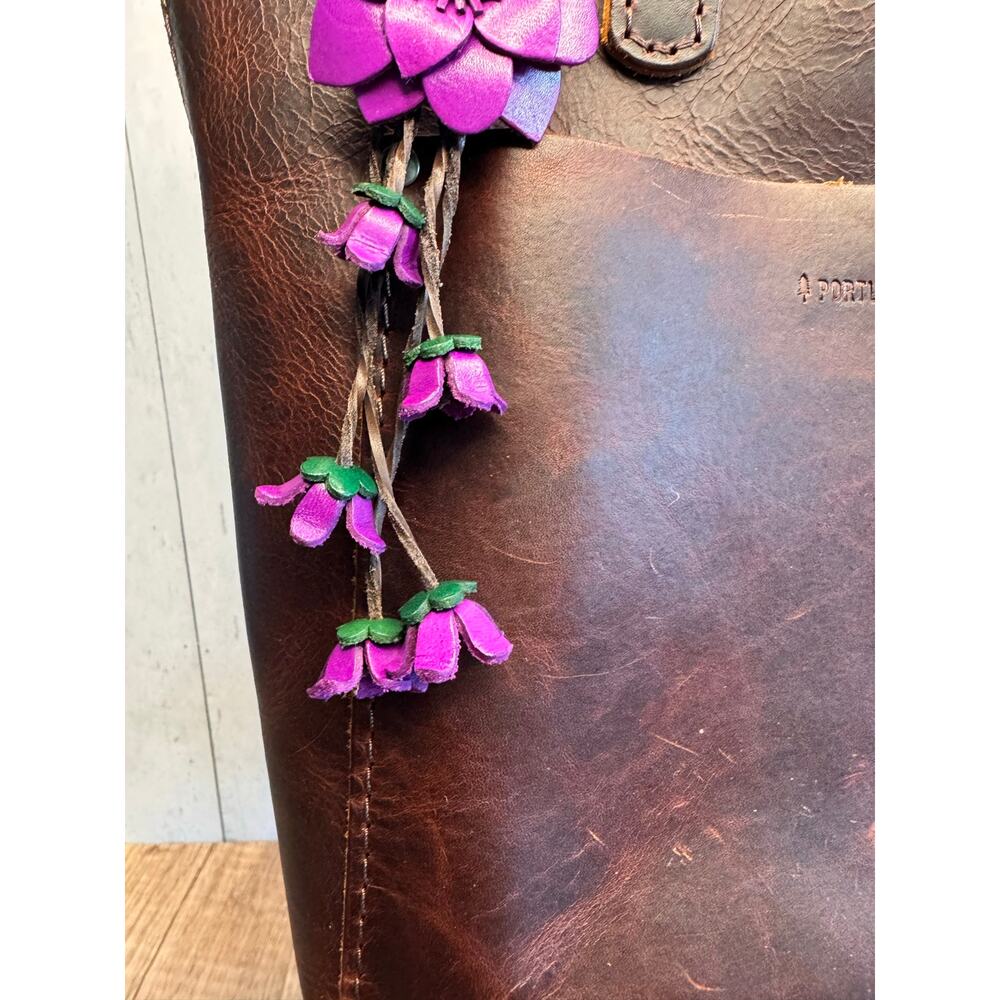 Leather Purple Flower Purse Charm Genuine Leather Bag Charm NEW FAST SHIP - Picture 5 of 6